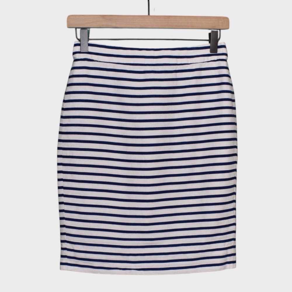J Crew Cotton Linen Blend Striped Pencil Skirt